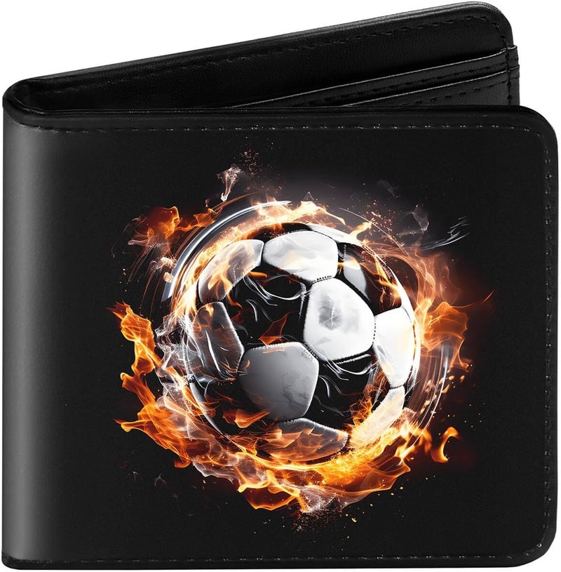 Amutta Kids Wallet for Boys, Cool Teen Boys Wallet for Kids Ages 4-5-6-7-8-9-10-11-12-13-14-15-16, Leather Wallet for Teen Boy, Soccer Bifold Bi Fold Teenage Teenager Youth Gift Christmas Birthday - Image 1